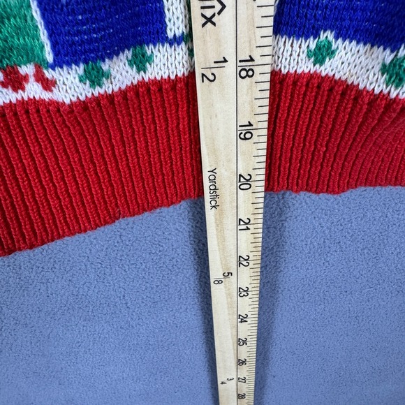 Touchy Subject Christmas Sweater Size S Vintage Train 3D Santa Holiday USA Made - Picture 9 of 11